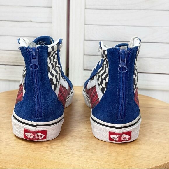 Vans SK8 Hi Big Style Multi Pattern High Top Sneakers Blue Red Black 5 Big Kids - Picture 5 of 11